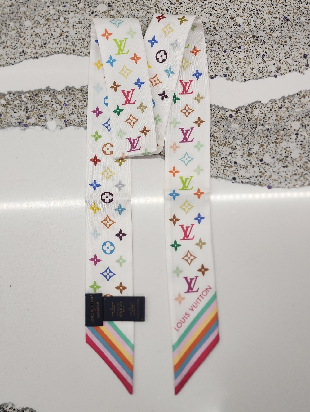 LOUIS VUITTON LV x TM Murakami White Multicolor Silk Bandeau BB NWT M94963 - Picture 8 of 8